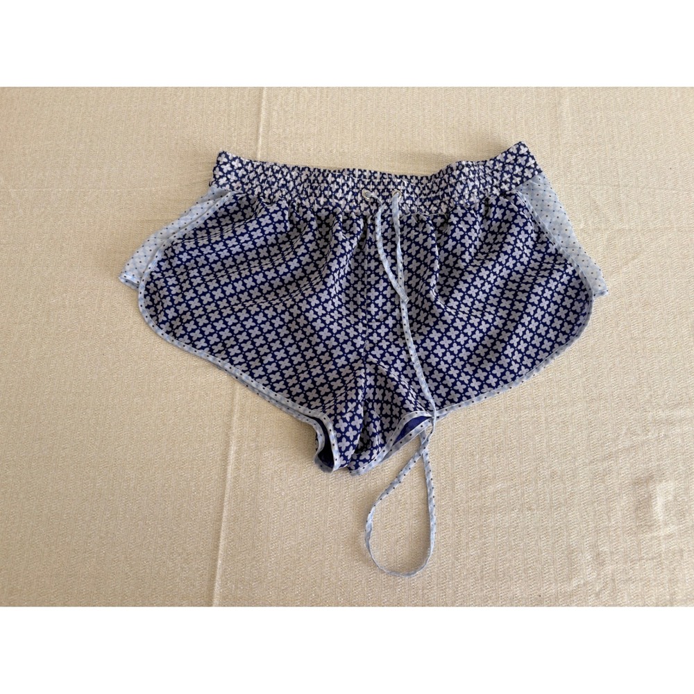 Victoria's Secret Pajama Shorts Medium Blue Geometric Polka Dot Excellent Mesh